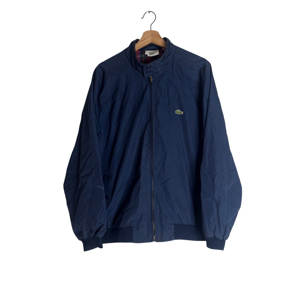 Lacoste Harrington Bomber Jacket Men's Vintage Plaid Lined Navy Blue Large